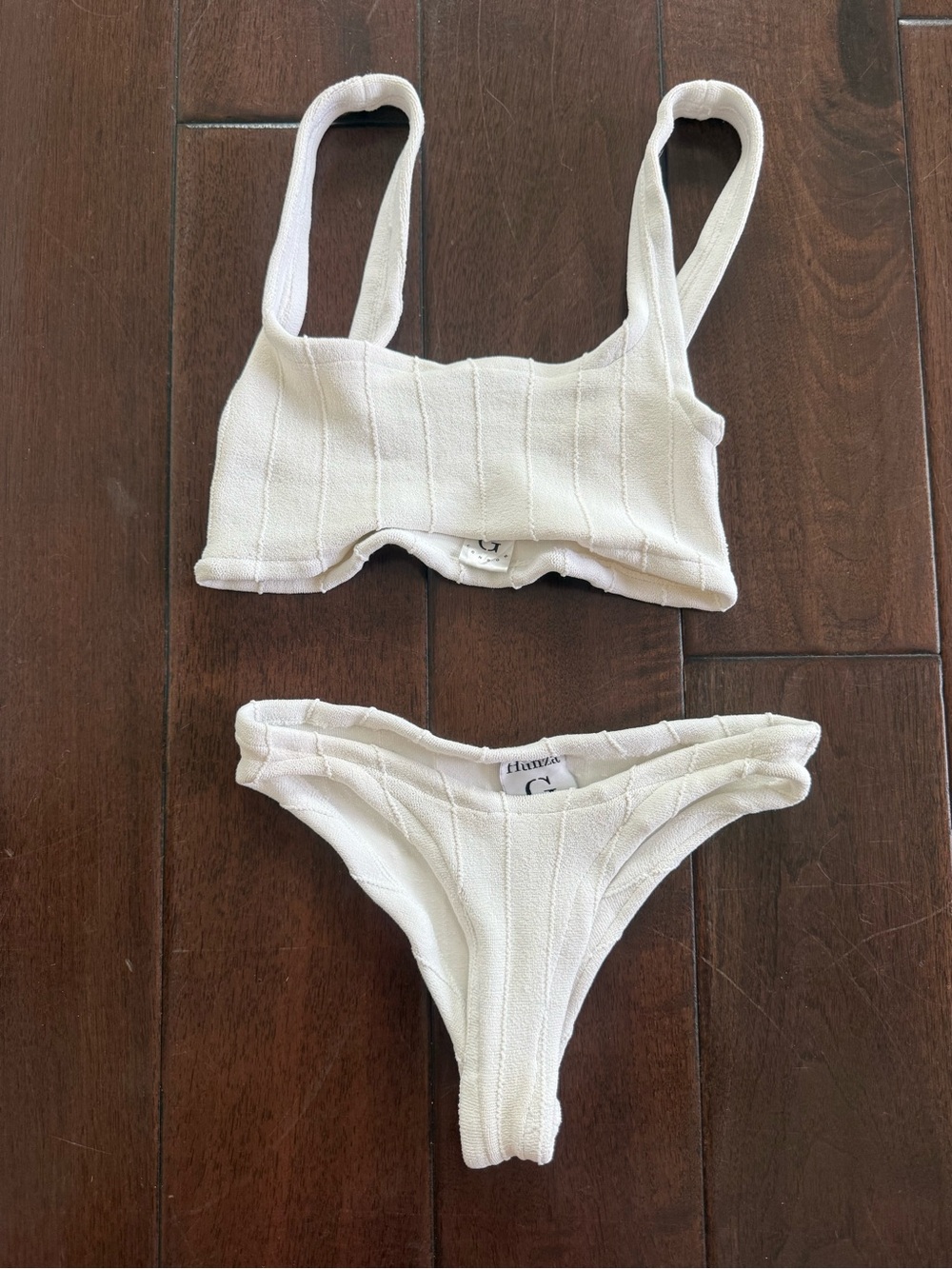 Hunza G White Ribbed Bikini Set